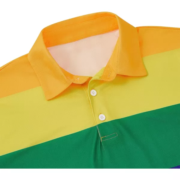 Zando Mens Striped Polo Shirts for Theme Short Sleeve Mardi Gras Shirt Golf Rainbow Pride Shirt Men American Flag Shirt