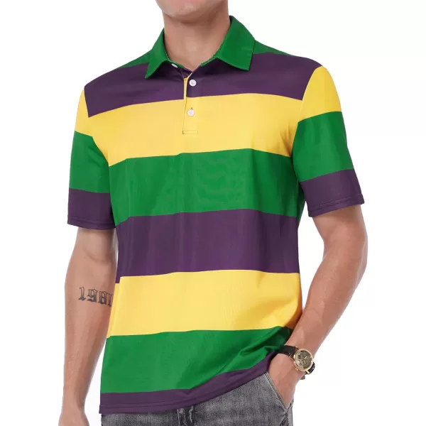 Zando Mens Striped Polo Shirts for Theme Short Sleeve Mardi Gras Shirt Golf Rainbow Pride Shirt Men American Flag Shirt