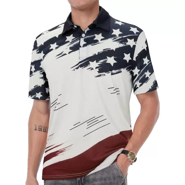 Zando Mens Striped Polo Shirts for Theme Short Sleeve Mardi Gras Shirt Golf Rainbow Pride Shirt Men American Flag Shirt