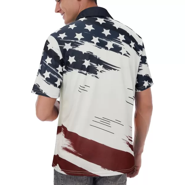 Zando Mens Striped Polo Shirts for Theme Short Sleeve Mardi Gras Shirt Golf Rainbow Pride Shirt Men American Flag Shirt