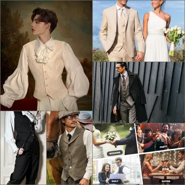 Zando Men's Suit Vest Victorian Steampunk Vest Pirate Vest Renaissance Medieval Vest Men V Neck Gothic Waistcoat