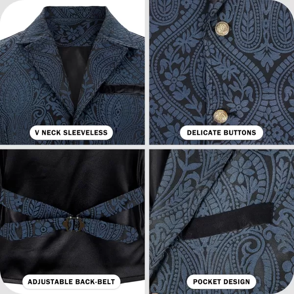 Zando Men's Suit Vest Victorian Steampunk Vest Pirate Vest Renaissance Medieval Vest Men V Neck Gothic Waistcoat