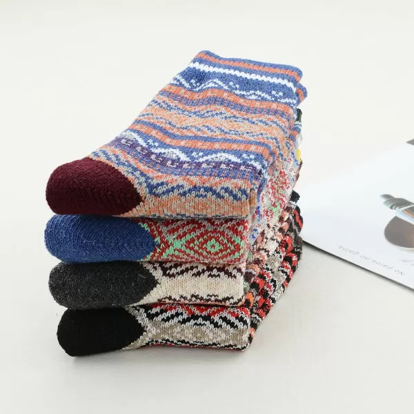 Zando Mens Wool Socks Athletic Socks Soft Warm Socks Thick Winter Socks Crew Socks Knit Cozy Socks Hiking Socks Christmas