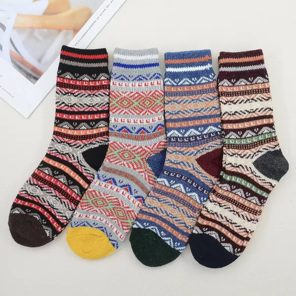 Zando Mens Wool Socks Athletic Socks Soft Warm Socks Thick Winter Socks Crew Socks Knit Cozy Socks Hiking Socks Christmas