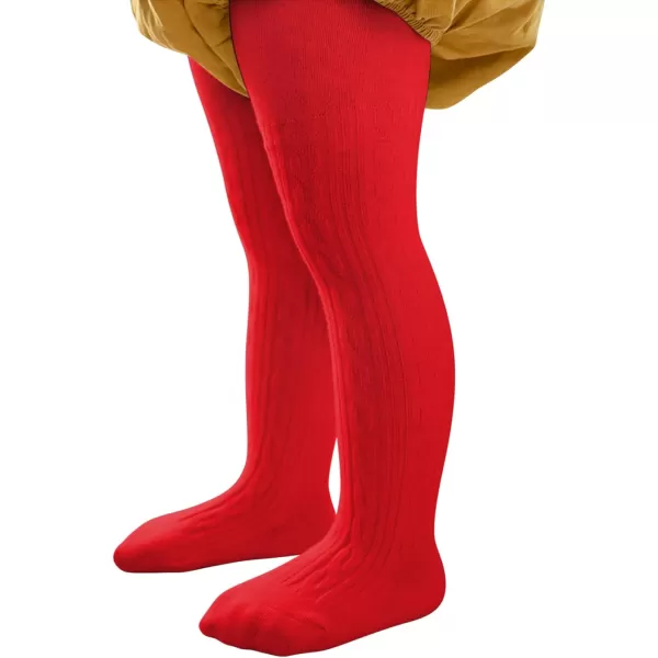 Zando Opaque Cotton Tights for Baby Girls, Infants &amp; Toddlers, Cozy Winter Leggings with Cable Knit Design, Size 0-3M to 6-7T