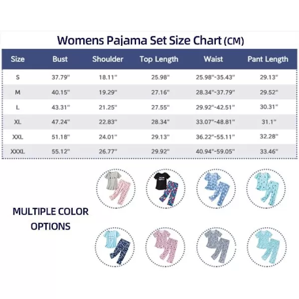 Zando Pajamas for Women 2 Piece Lounge Sets Cartoon Pajama Set Sleep Matching Sets with Pants Capri PJS Print Sleepwear