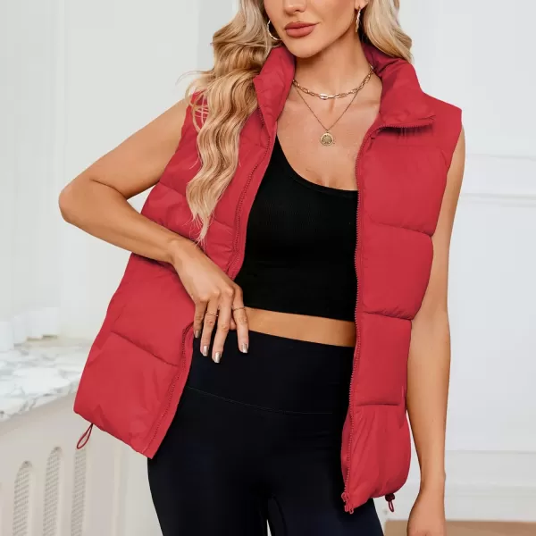 Zando Puffer Vest Women Outerwear Vests Sleeveless Stand Collar Oversized Zip Up Padded Puffy Winter Gilet Jacket Coat
