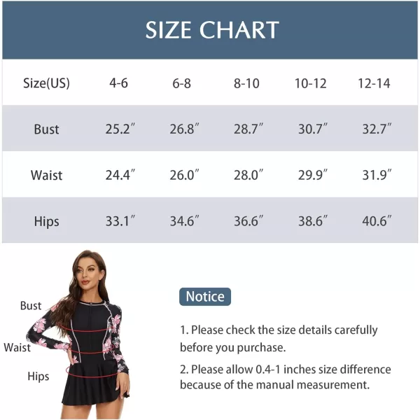 Zando Sexy One Piece Bathing Suit for Women Vintage Long Sleeve Swim Dresses Swimsuit Athletic Surfing Skirt Swimwear