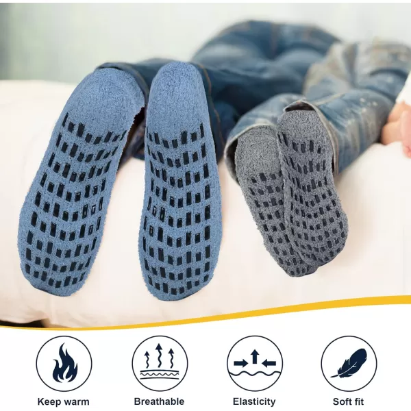 Zando Slipper Socks for Men Non Slip Fluffy Socks Warm Fuzzy Socks with Grip