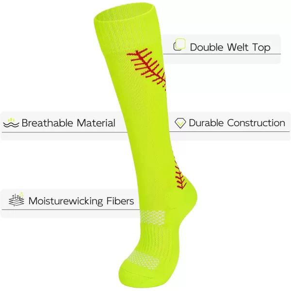 Zando Softball Socks with Stitchs for Youth Girls &amp; Adult Women Athletic Football Baseball Soccer Socks Kids Pattern