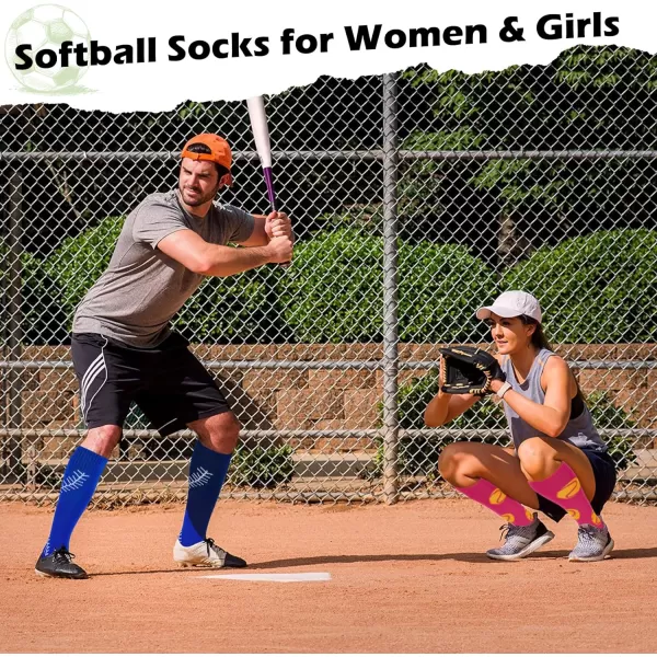 Zando Softball Socks with Stitchs for Youth Girls &amp; Adult Women Athletic Football Baseball Soccer Socks Kids Pattern