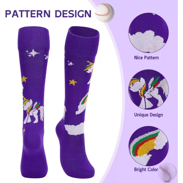 Zando Softball Socks with Stitchs for Youth Girls &amp; Adult Women Athletic Football Baseball Soccer Socks Kids Pattern