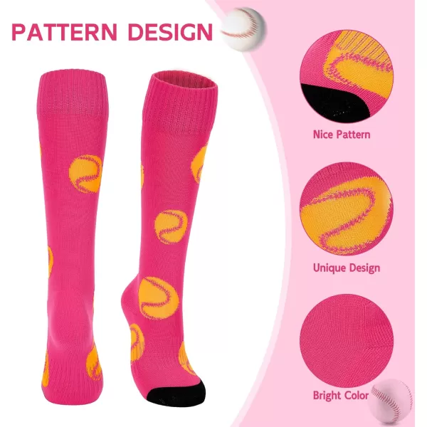 Zando Softball Socks with Stitchs for Youth Girls &amp; Adult Women Athletic Football Baseball Soccer Socks Kids Pattern