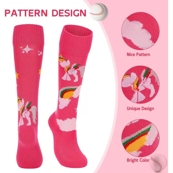 Zando Softball Socks with Stitchs for Youth Girls &amp; Adult Women Athletic Football Baseball Soccer Socks Kids Pattern