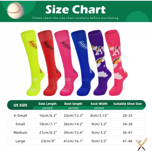 Zando Softball Socks with Stitchs for Youth Girls &amp; Adult Women Athletic Football Baseball Soccer Socks Kids Pattern