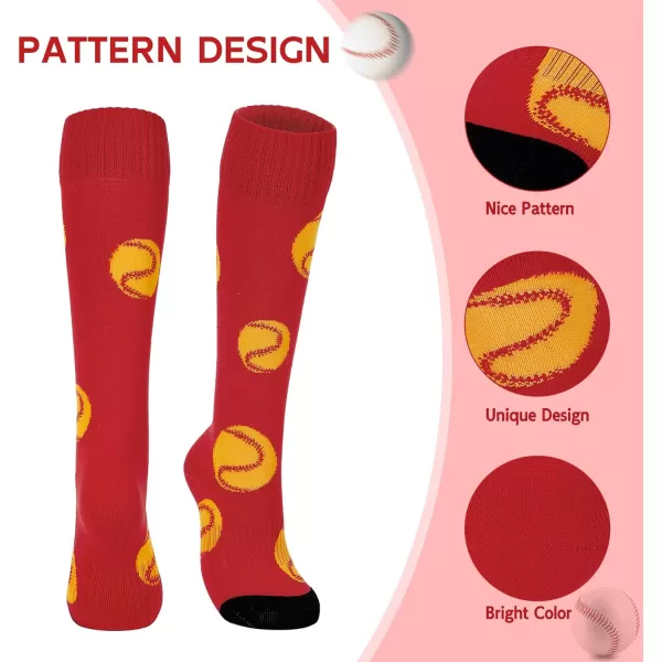 Zando Softball Socks with Stitchs for Youth Girls &amp; Adult Women Athletic Football Baseball Soccer Socks Kids Pattern