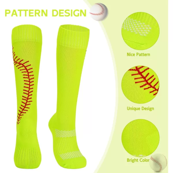 Zando Softball Socks with Stitchs for Youth Girls &amp; Adult Women Athletic Football Baseball Soccer Socks Kids Pattern