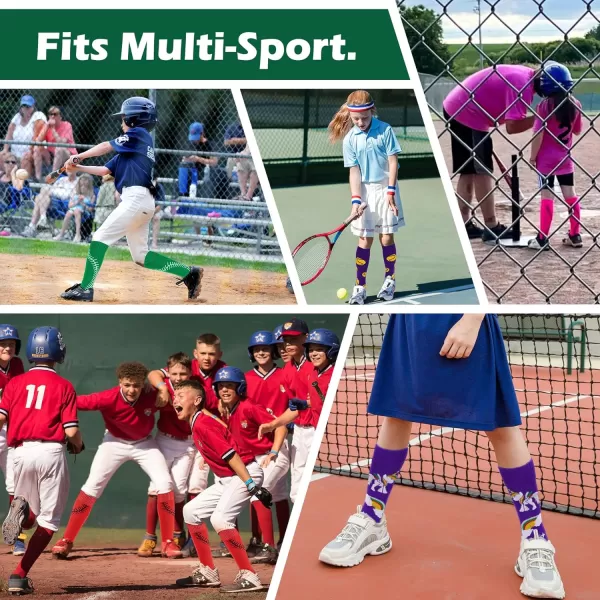 Zando Softball Socks with Stitchs for Youth Girls &amp; Adult Women Athletic Football Baseball Soccer Socks Kids Pattern