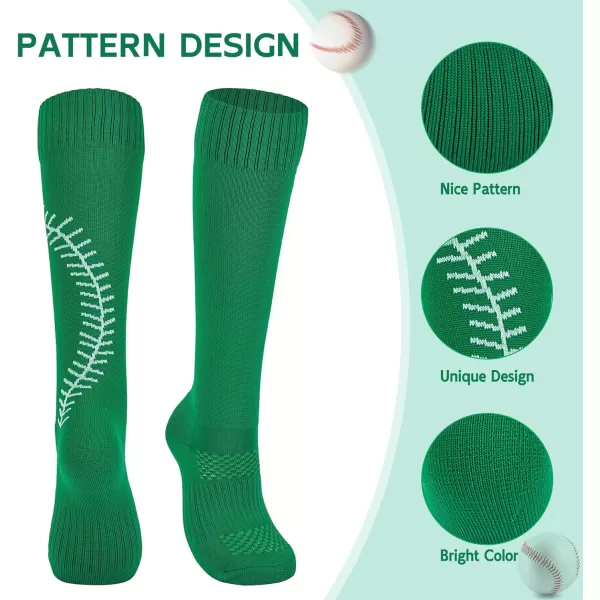 Zando Softball Socks with Stitchs for Youth Girls &amp; Adult Women Athletic Football Baseball Soccer Socks Kids Pattern