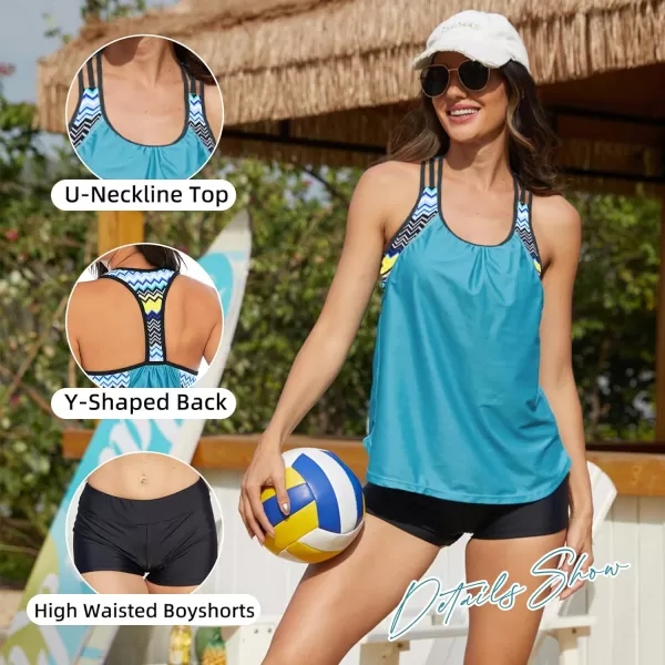 Zando Tankini Bathing Suits for Women Sport Swimsuit Women Athletic Two Piece Swimsuit for Women Tankini Top with Short