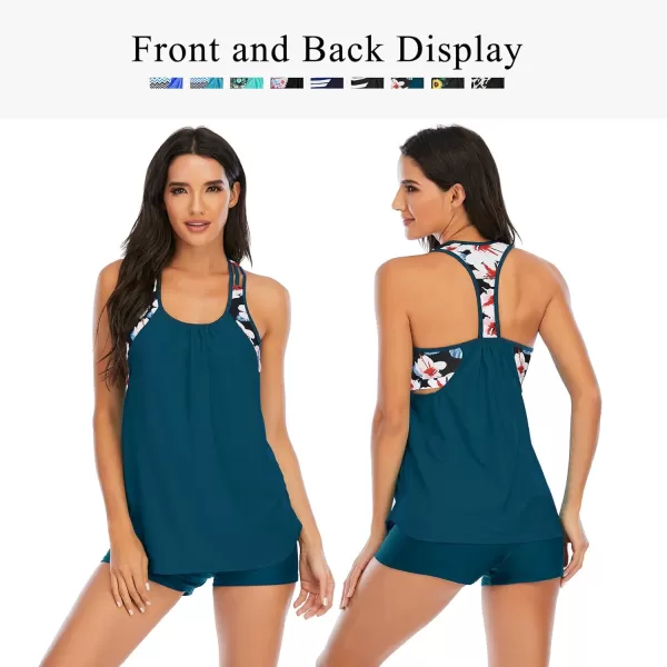 Zando Tankini Bathing Suits for Women Sport Swimsuit Women Athletic Two Piece Swimsuit for Women Tankini Top with Short