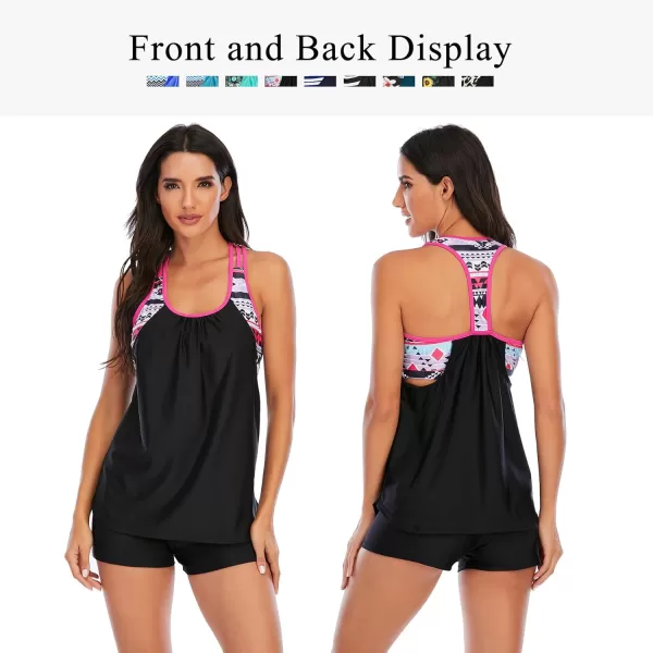 Zando Tankini Bathing Suits for Women Sport Swimsuit Women Athletic Two Piece Swimsuit for Women Tankini Top with Short