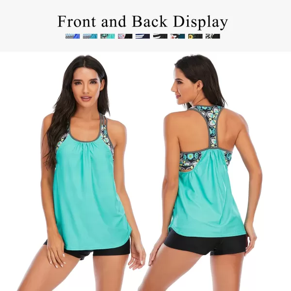 Zando Tankini Bathing Suits for Women Sport Swimsuit Women Athletic Two Piece Swimsuit for Women Tankini Top with Short