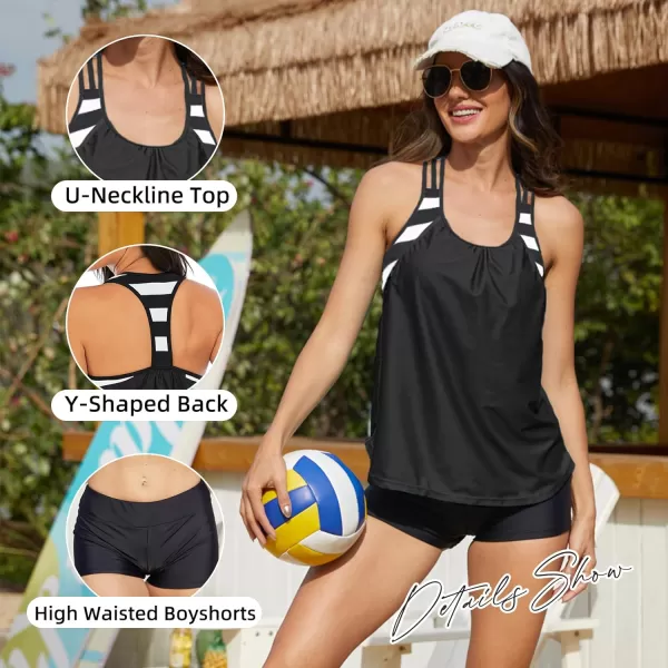Zando Tankini Bathing Suits for Women Sport Swimsuit Women Athletic Two Piece Swimsuit for Women Tankini Top with Short