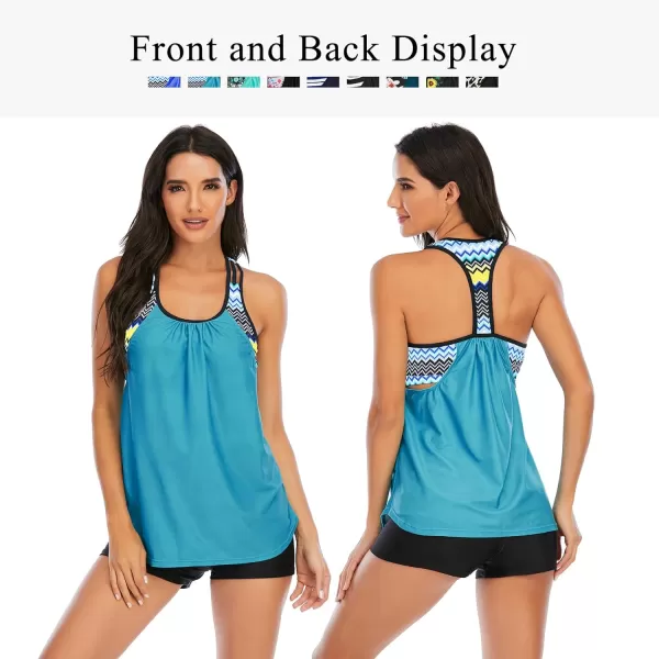 Zando Tankini Bathing Suits for Women Sport Swimsuit Women Athletic Two Piece Swimsuit for Women Tankini Top with Short