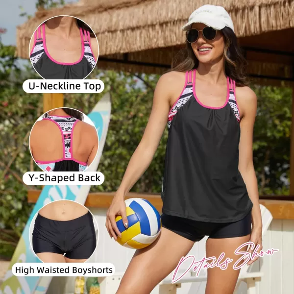 Zando Tankini Bathing Suits for Women Sport Swimsuit Women Athletic Two Piece Swimsuit for Women Tankini Top with Short