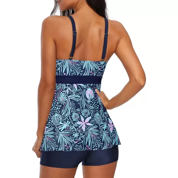 Zando Tankini Swimsuit for Women 2024 Tummy Control Bathing Suit Tops with Boyshorts Modest Flowy Swimsuit Women Swim Dress