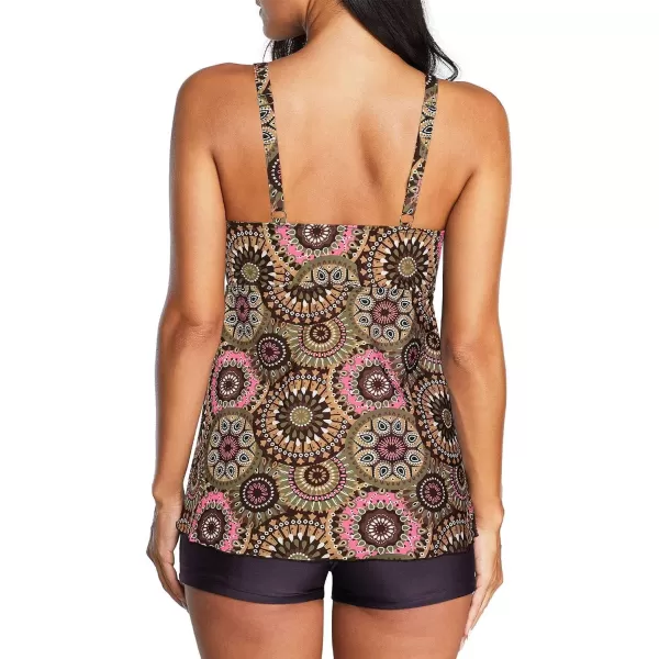 Zando Tankini Swimsuit for Women 2024 Tummy Control Bathing Suit Tops with Boyshorts Modest Flowy Swimsuit Women Swim Dress