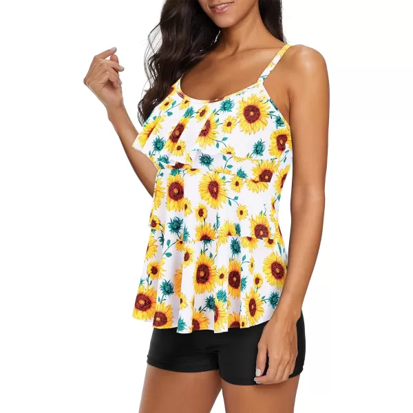 Zando Tankini Swimsuit for Women 2024 Tummy Control Bathing Suit Tops with Boyshorts Modest Flowy Swimsuit Women Swim Dress