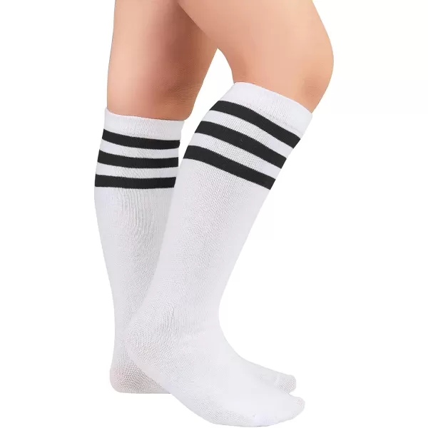 Zando Toddler Soccer Socks Boys Girls Knee High Striped Tube Socks Kids School Uniform Dress Socks Athletic Long Socks