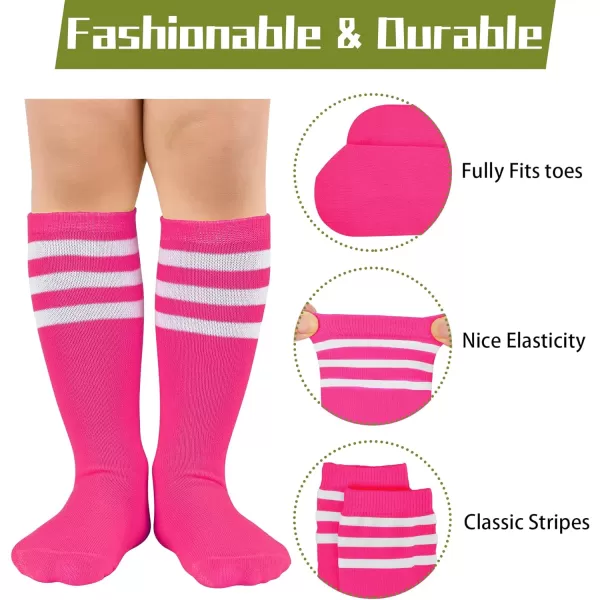 Zando Toddler Soccer Socks Boys Girls Knee High Striped Tube Socks Kids School Uniform Dress Socks Athletic Long Socks