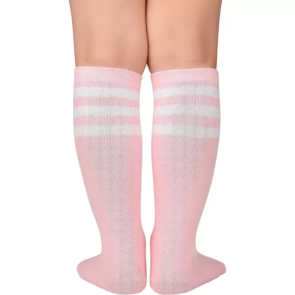 Zando Toddler Soccer Socks Boys Girls Knee High Striped Tube Socks Kids School Uniform Dress Socks Athletic Long Socks