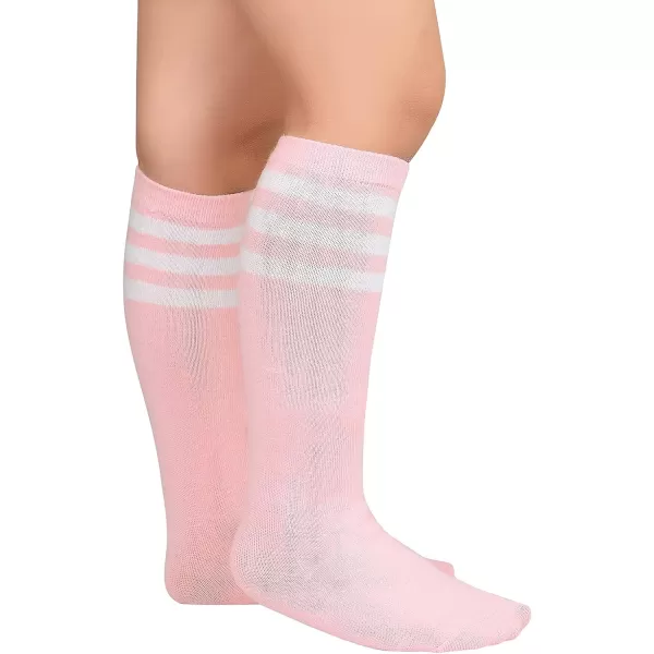 Zando Toddler Soccer Socks Boys Girls Knee High Striped Tube Socks Kids School Uniform Dress Socks Athletic Long Socks