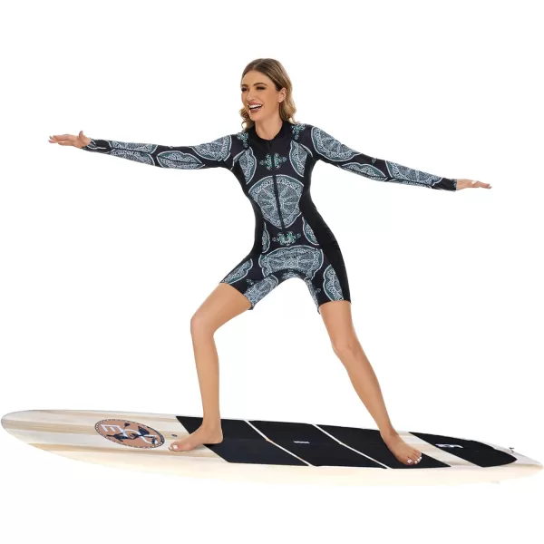Zando UPF 50+ Long Sleeve Bathing Suit for Women Rash Guard Swimsuit Women One Piece Boyleg Surfing Shirts Rashguard