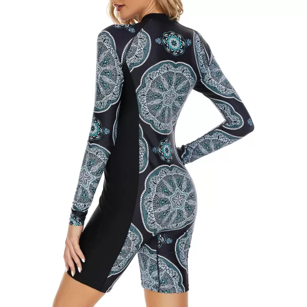 Zando UPF 50+ Long Sleeve Bathing Suit for Women Rash Guard Swimsuit Women One Piece Boyleg Surfing Shirts Rashguard