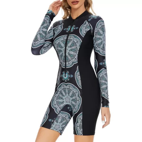 Zando UPF 50+ Long Sleeve Bathing Suit for Women Rash Guard Swimsuit Women One Piece Boyleg Surfing Shirts Rashguard