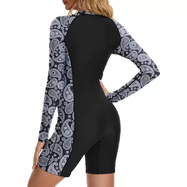 Zando UPF 50+ Long Sleeve Bathing Suit for Women Rash Guard Swimsuit Women One Piece Boyleg Surfing Shirts Rashguard