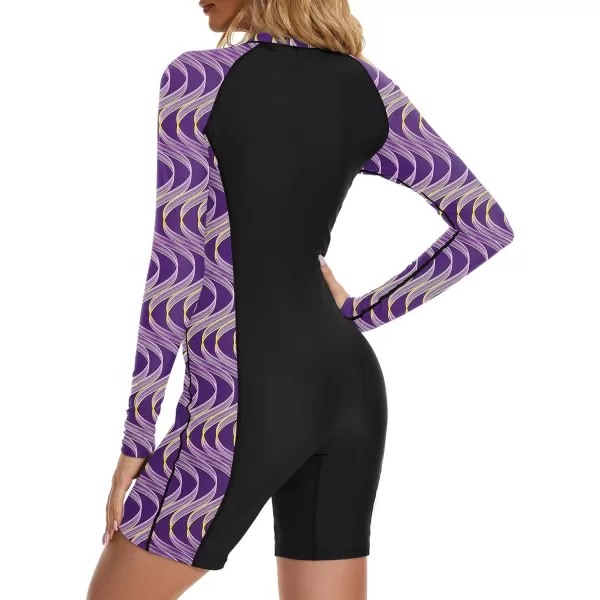 Zando UPF 50+ Long Sleeve Bathing Suit for Women Rash Guard Swimsuit Women One Piece Boyleg Surfing Shirts Rashguard