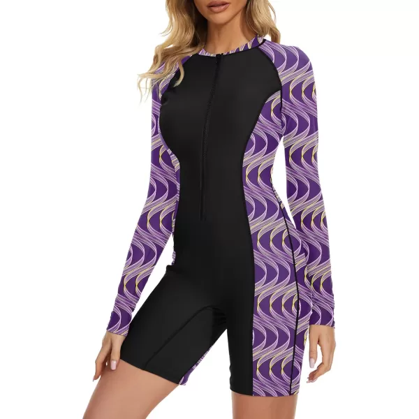 Zando UPF 50+ Long Sleeve Bathing Suit for Women Rash Guard Swimsuit Women One Piece Boyleg Surfing Shirts Rashguard