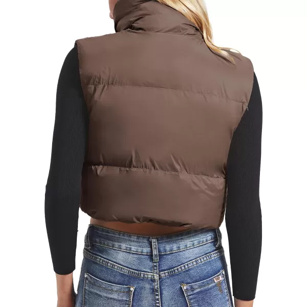 Zando Women Cropped Puffer Vest Sleeveless Lightweight Warm Vest Outerwear Full Zip Stand Collar Vest Jacket