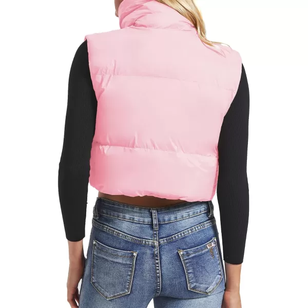 Zando Women Cropped Puffer Vest Sleeveless Lightweight Warm Vest Outerwear Full Zip Stand Collar Vest Jacket