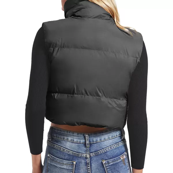 Zando Women Cropped Puffer Vest Sleeveless Lightweight Warm Vest Outerwear Full Zip Stand Collar Vest Jacket
