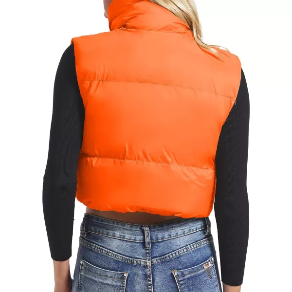 Zando Women Cropped Puffer Vest Sleeveless Lightweight Warm Vest Outerwear Full Zip Stand Collar Vest Jacket