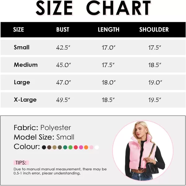Zando Women Cropped Puffer Vest Sleeveless Lightweight Warm Vest Outerwear Full Zip Stand Collar Vest Jacket