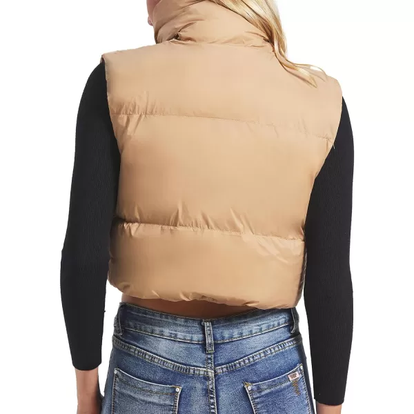 Zando Women Cropped Puffer Vest Sleeveless Lightweight Warm Vest Outerwear Full Zip Stand Collar Vest Jacket