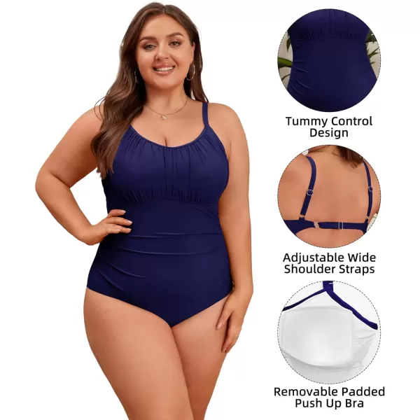 Zando Women Plus Size One Piece Swimsuit Women Tummy Control Bathing Suit Vintage Swim Suits Twist Front Ruched Swimwear